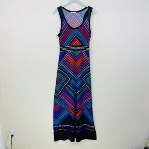 Calvin Klein Maxi Dress‎ size 4 Sleeveless Geometric Pattern Multicolor Stretch